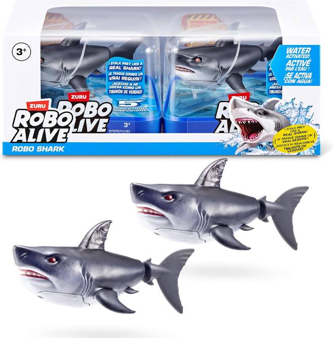 Zuru Robo Alive 71165Uq1 Activado Agua Tiburon Nadador Cubo Serie 1