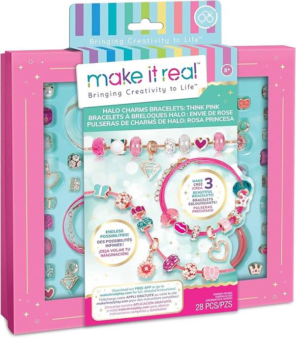 Make It Real Diy 1722 Pulseras Con Dijes Halo: Piensa En Rosa