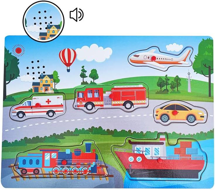 Kids Hits Eco toys Kh20-073 Rompecabezas De Madera De Clavijas Vehiculos De La Ciudad