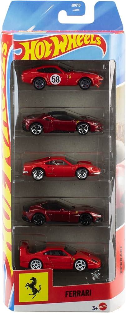 Mattel Hot Wheels Jln12 Pack Ferrari Rosso 5 Unidades
