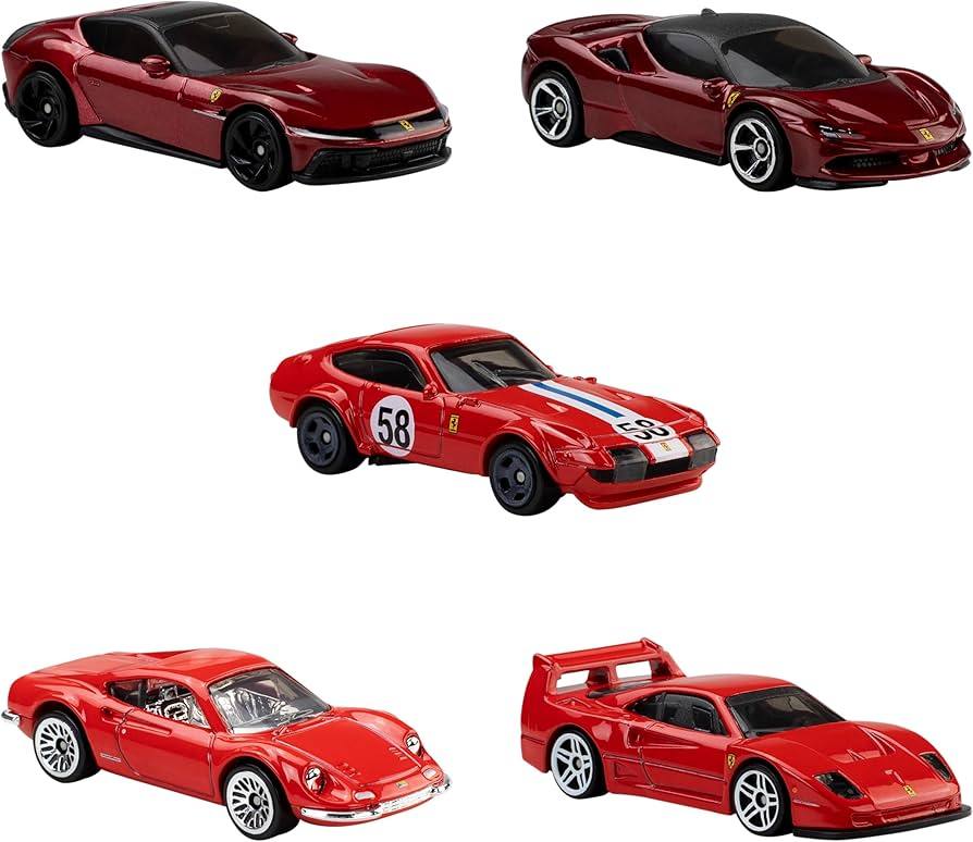Mattel Hot Wheels Jln12 Pack Ferrari Rosso 5 Unidades (2)
