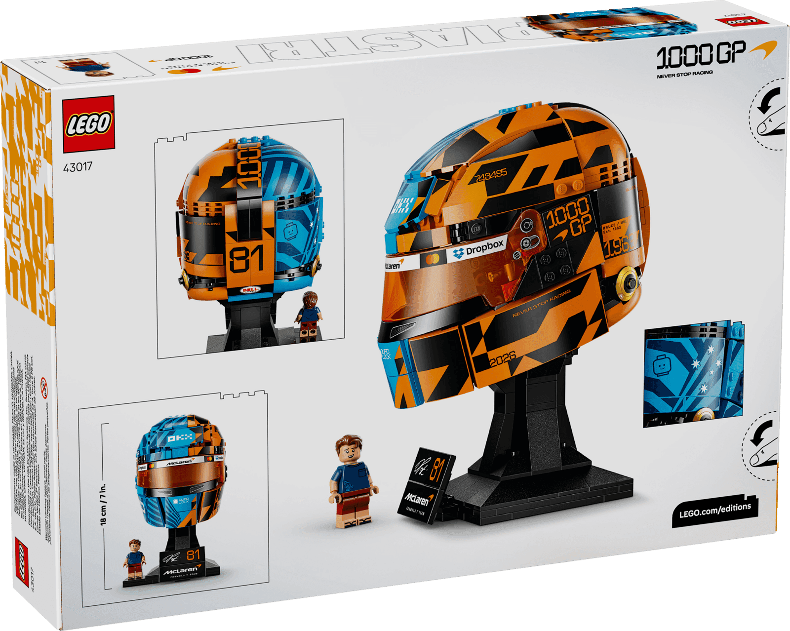 Lego Editions 43017 Mclaren Mastercard F1 Team: Casco De Oscar Piastri (3)