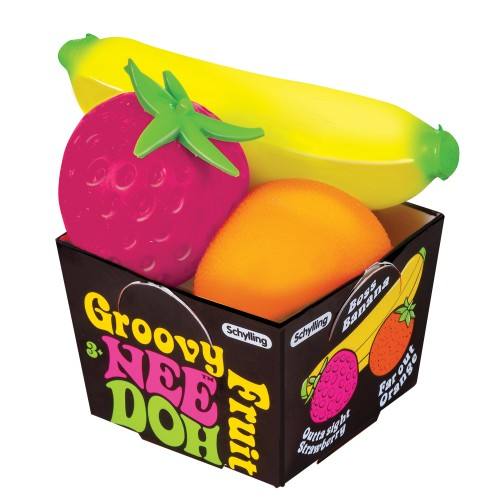 Schylling Squishy Squeeza Fr-28 Cubo Fruta Super Solida PDQ 3.5 Pulgadas