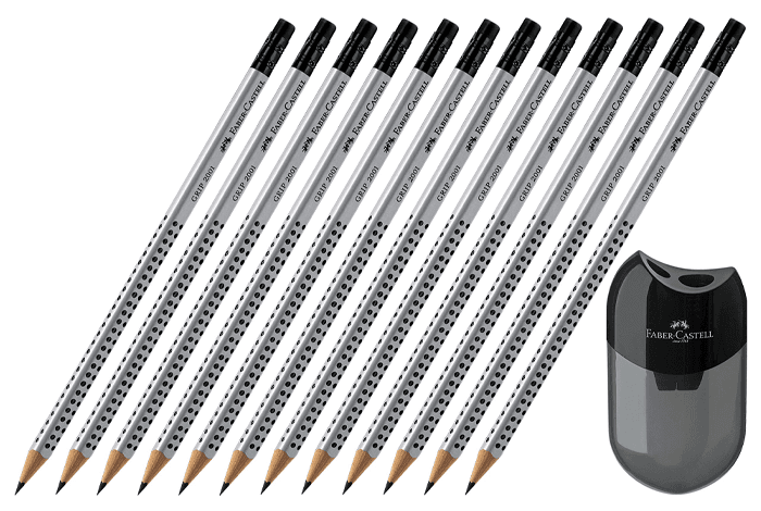 Faber Castell  Fc117200 Grip 2001 Lápiz Negro Con Borrador 12 Unidades