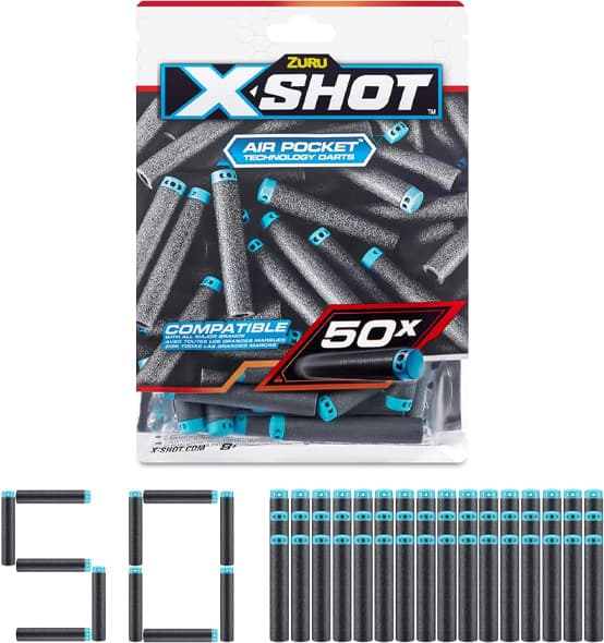 Zuru Xshot 36588 Excel 50Pk Dardos De Recarga Y Bolsa Aluminio 24 Piezas
