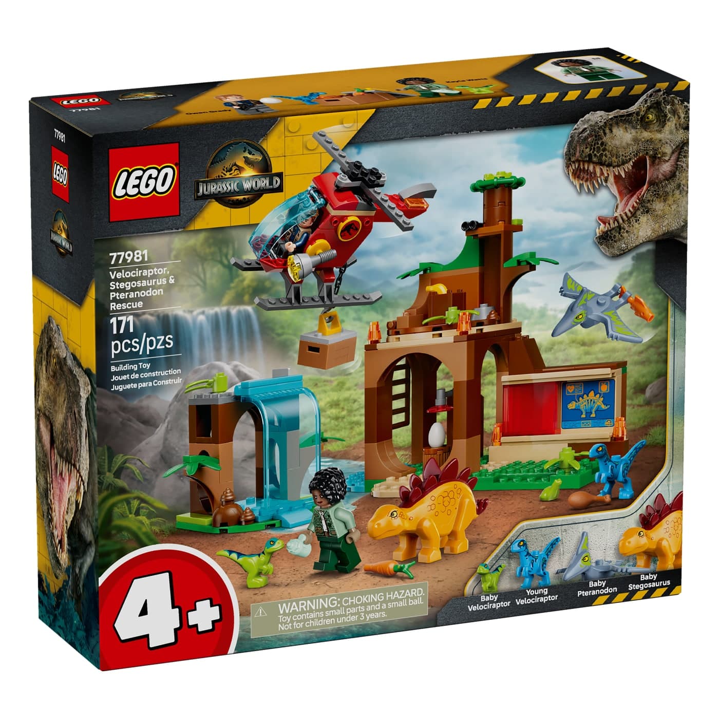 Lego Jurassic World 77981 Velocirraptor, Stegosaurus y Pteranodon: Mision De Rescate