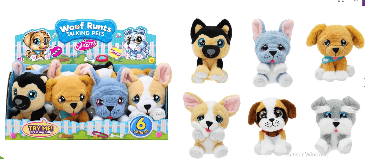 Fun Ville 35055 Cutekins Peluches Realista 4 Pulgadas Cachorros Con Sonidos