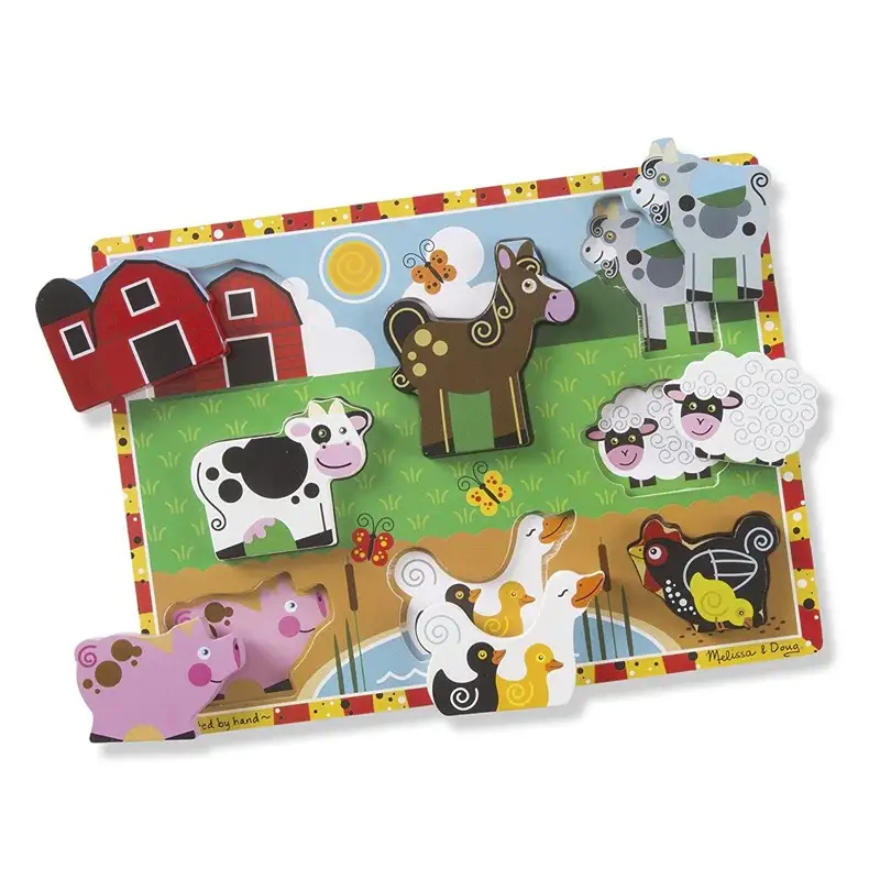 Melissa & Doug Rompecabeza 13723 Madera De Animales De Granja 8 Piezas