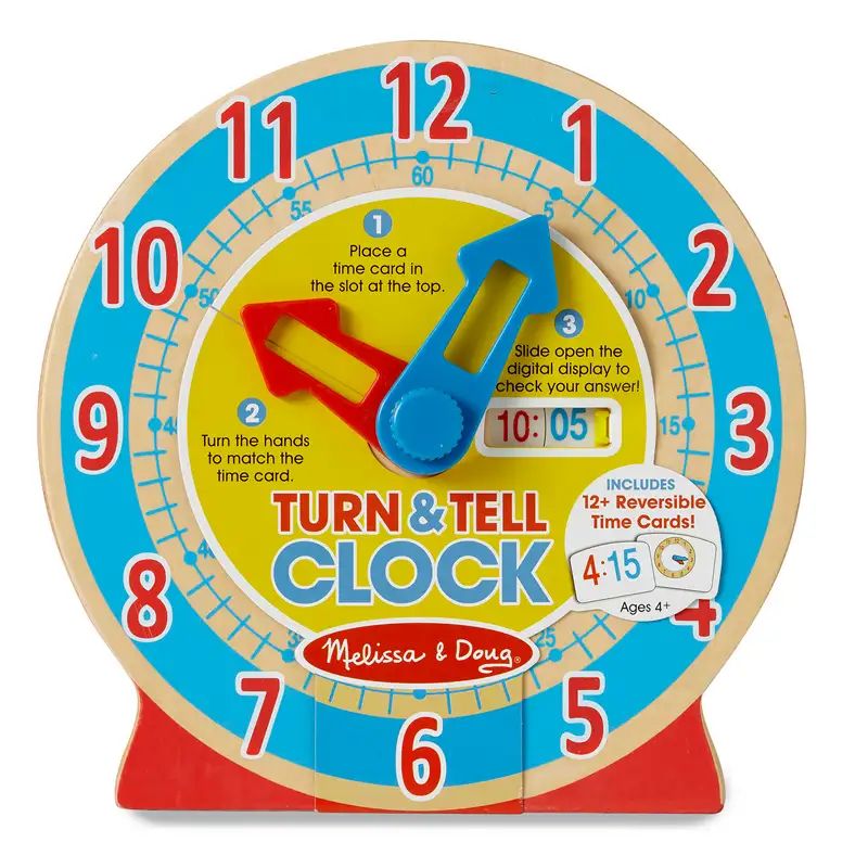 Melissa & Doug Desarrollo Psicomotriz 4284 Reloj De Madera Turn & Tell