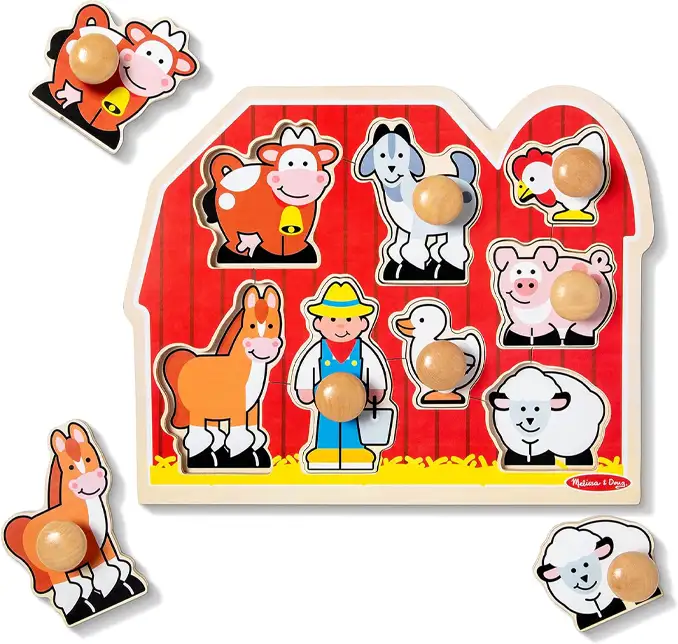 MELISSA & DOUG LARGE FARM JUMBO PEG PUZZLE 13391