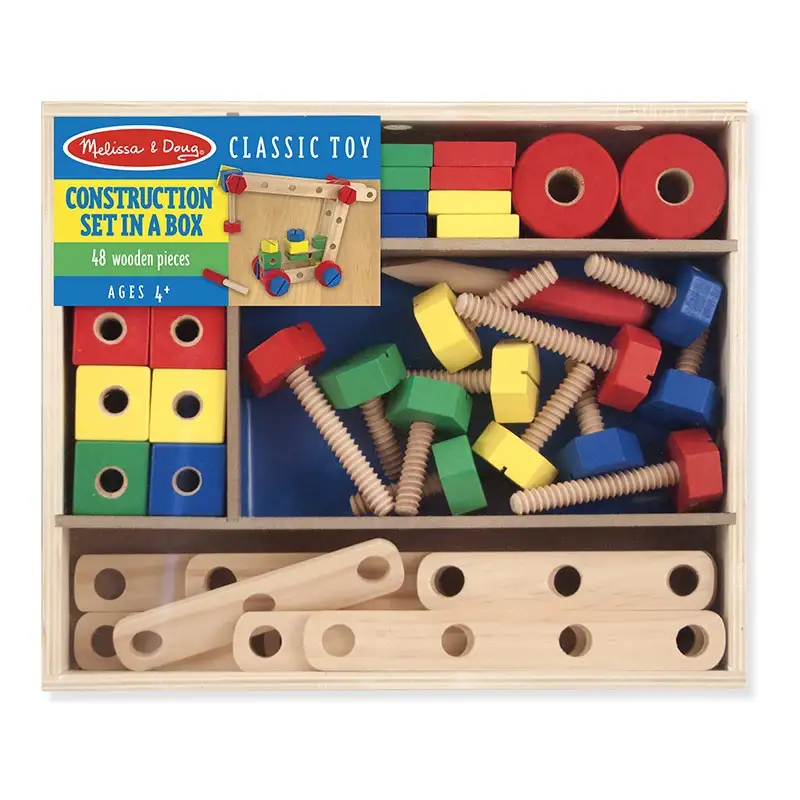 Melissa & Doug Pretender Y Jugar 15151 Set De Construcción De Madera De 48 Piezas
