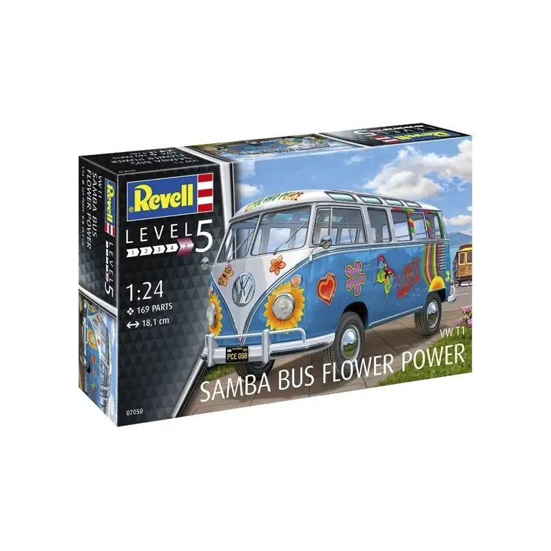 Revell Modelo 7050 Model Kit Vw T1 Samba Bus Flower Power