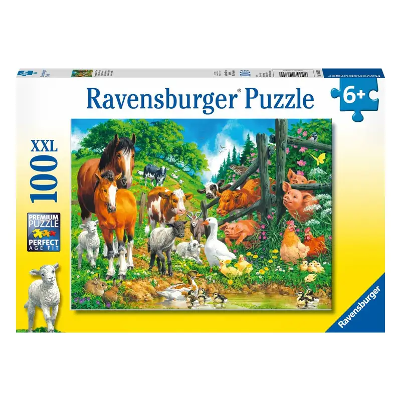 Ravensburger Rompecabeza Para Niño 2D 10689 9 Reunión De Animales 100 Piezas Xxl