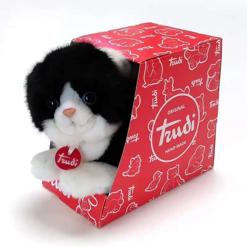 Trudi Trudino Peluche Gato Blanco Con Negro 15 Cm