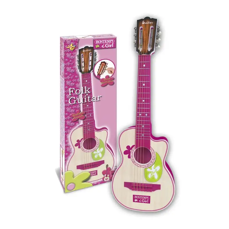 Bontempi Instrumento Tradicional 20 7071 70 Cm Plastic Guitar Wood Finish Folk Style I Girl