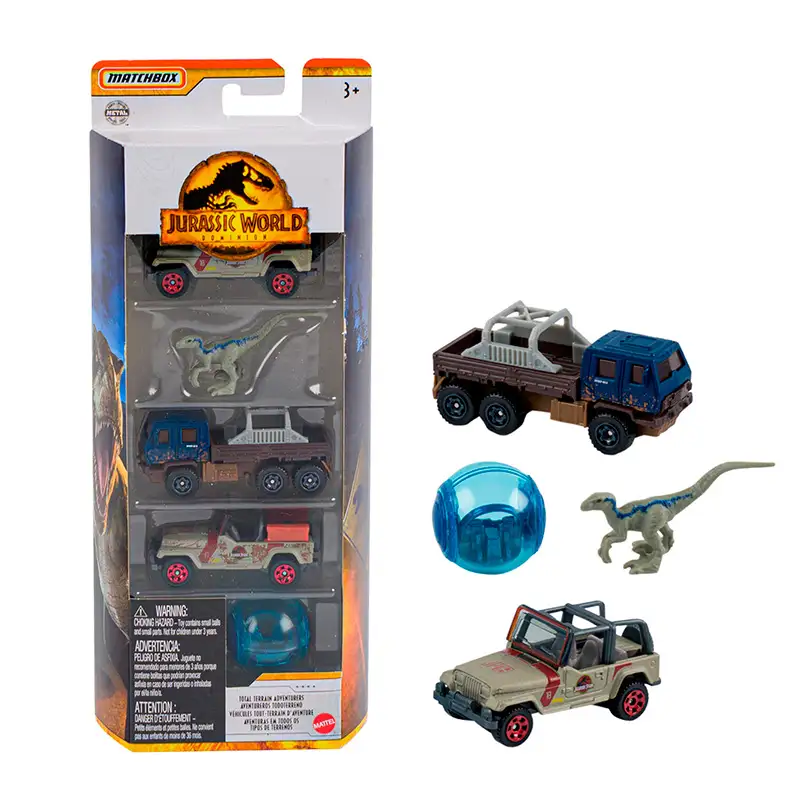 Mattel Matchbox Fmx40 Vehiculos Jurassic World 5 Pack Surtido 2