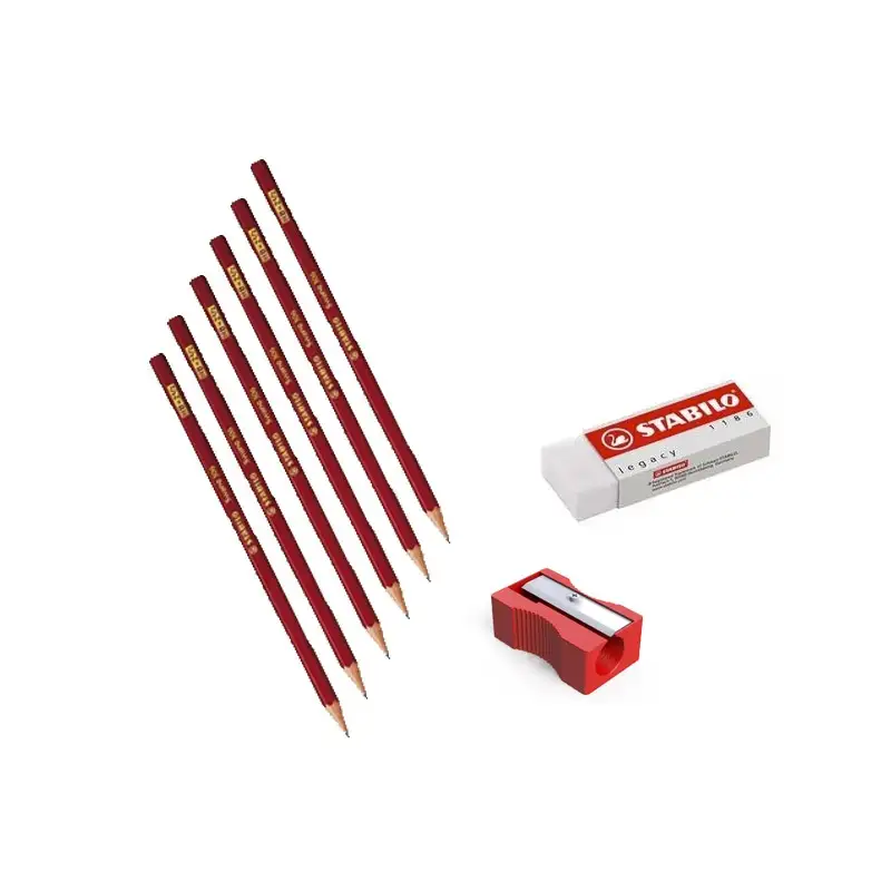 Stabilo 4909/HB/6 Lapiz Corinto de 6 Unidades con Borrador y Sacapuntas