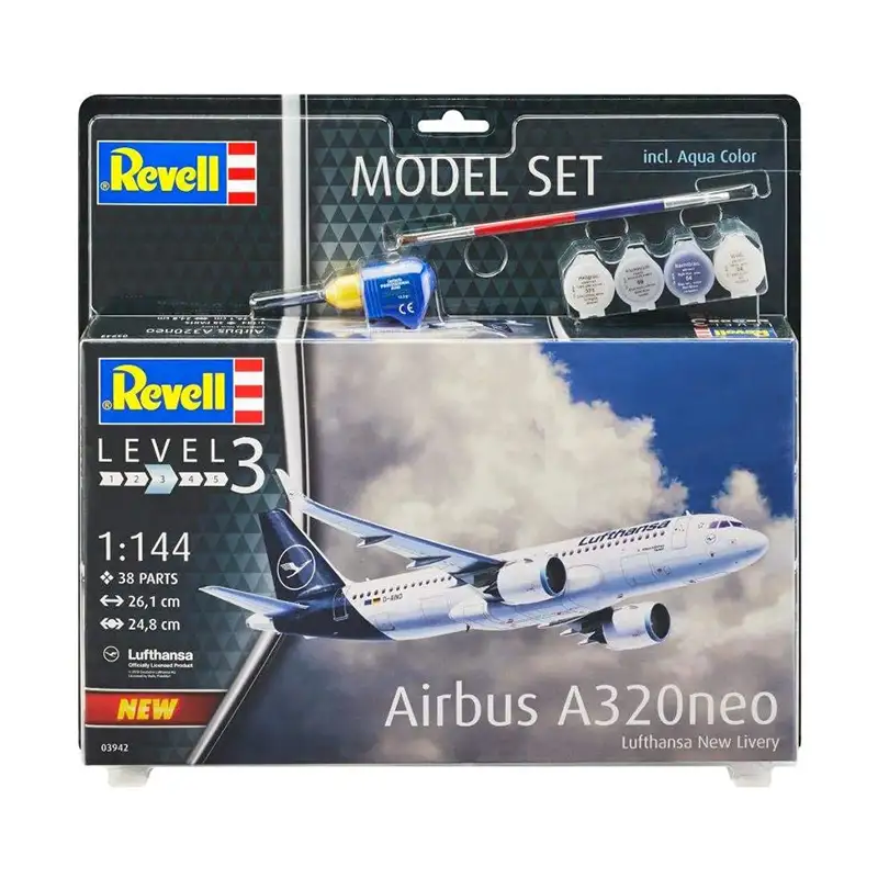 Revell Model Set 63942 Avion Airbus A320 Neo ""Lufthansa"" Escala 1/144"