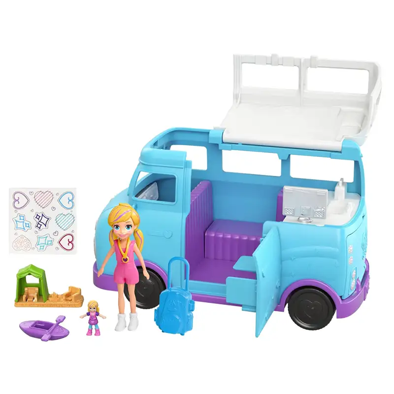 Mattel Polly Pocket Ftp74 Camioneta De Glamping Con 2 Muñecas