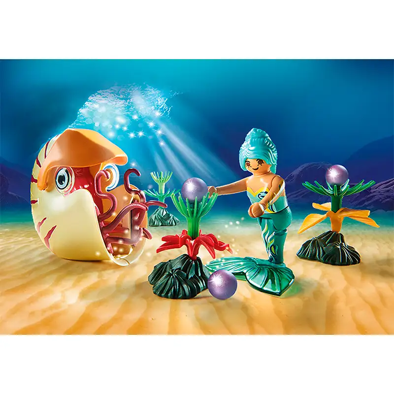 Playmobil Mermaid World 70098 Sirena Con Gondola De Caracol