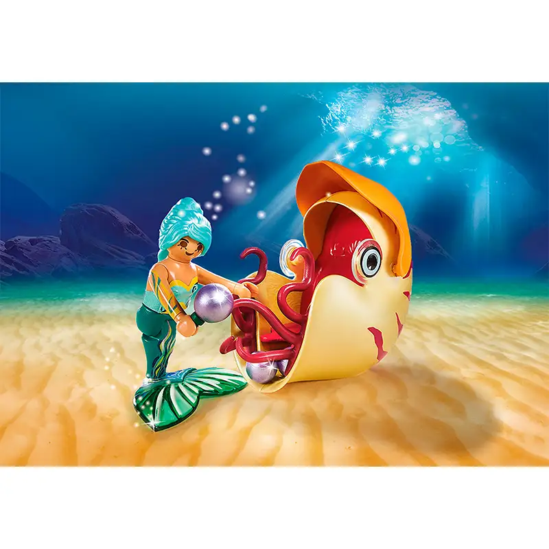 Playmobil Mermaid World 70098 Sirena Con Gondola De Caracol
