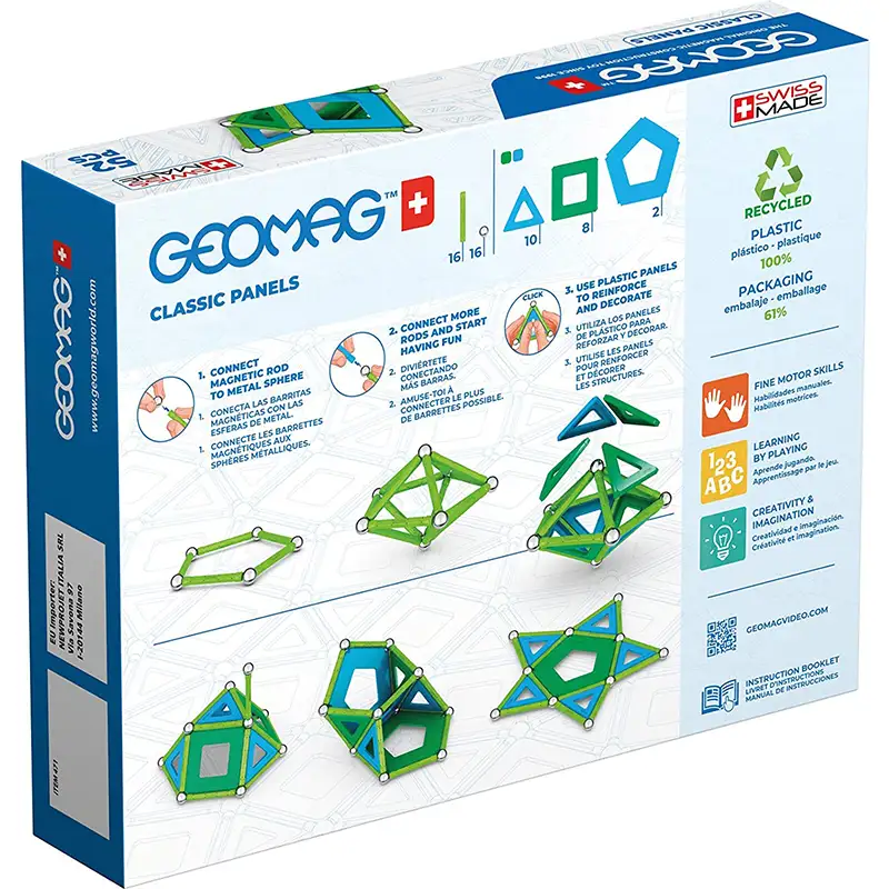 Geomag Classic #471 Set De Cubos Magneticos Paneles Reciclados 52 Pcs