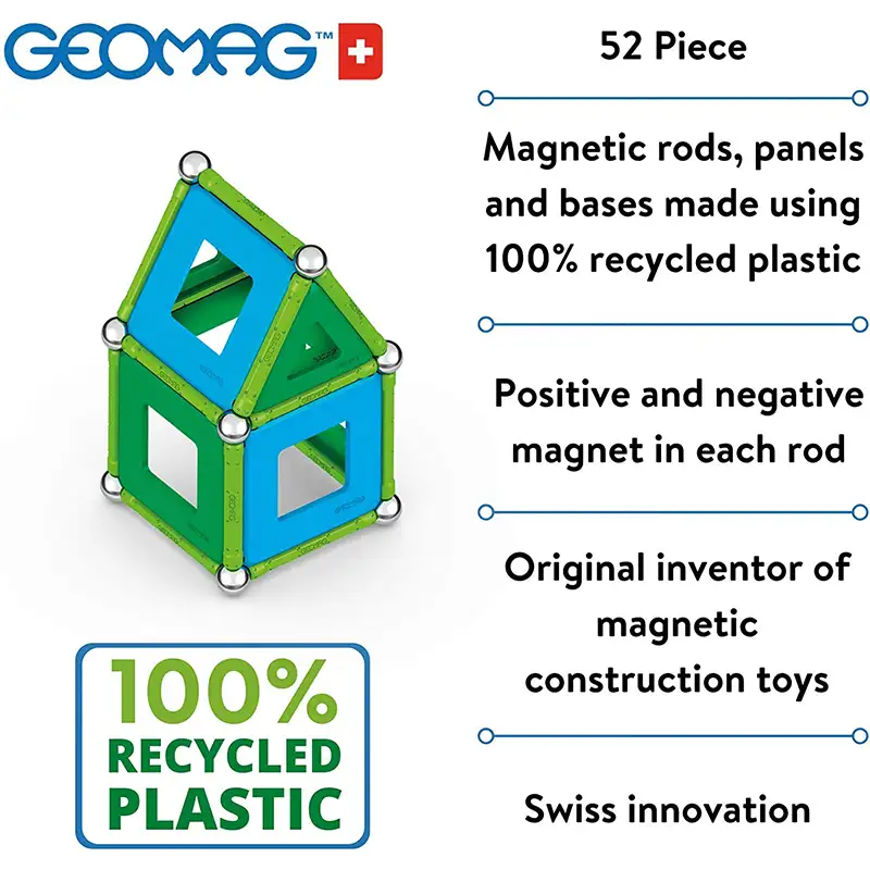 Geomag Classic #471 Set De Cubos Magneticos Paneles Reciclados 52 Pcs