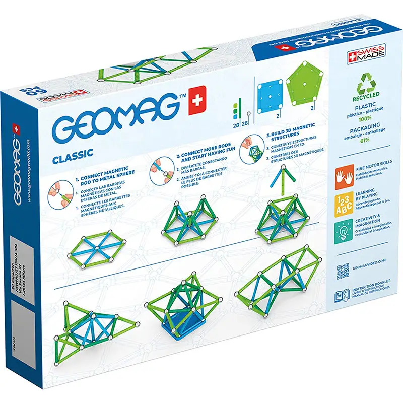 Geomag Classic #272 Set De Cubos Magneticos Reciclados 60 Pcs