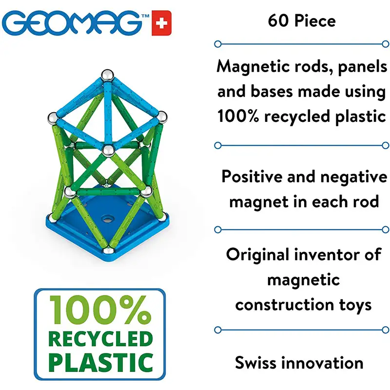 Geomag Classic #272 Set De Cubos Magneticos Reciclados 60 Pcs
