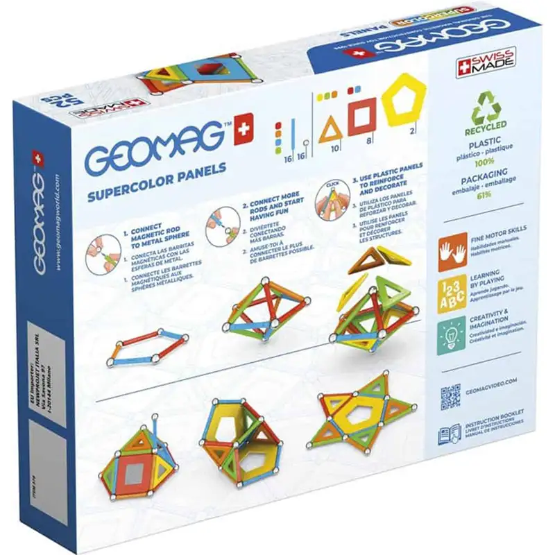 Geomag Classic #378 Set De Cubos Magneticos Paneles Supercolor 52 Pcs