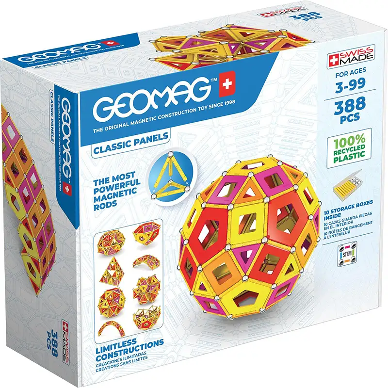 Geomag Classic #192 Set De Cubos Magneticos Reciclados Masterbox Warm 388 Pcs