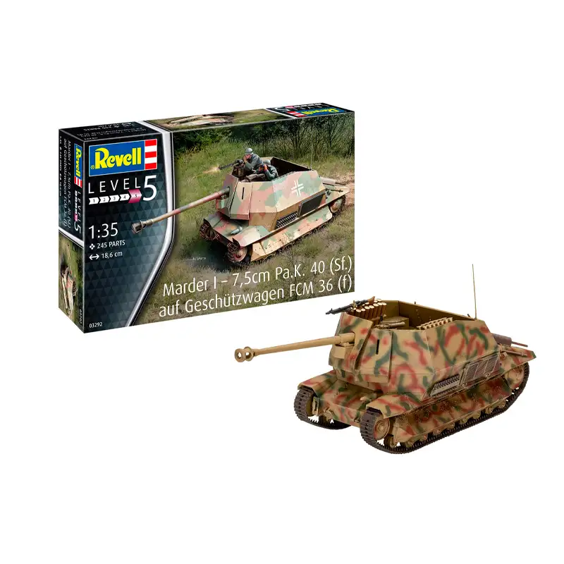 REVELL Model Kit 03292 Tanque Marder I on FCM 36 Base Escala 1/35