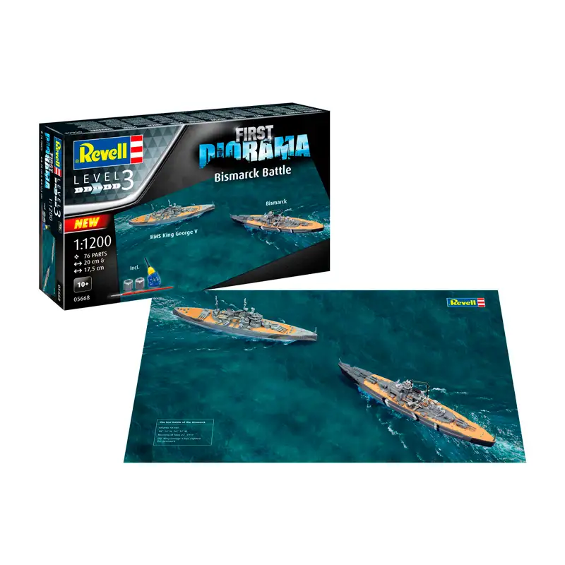 REVELL Model Kit 05668 First Diorama Bismarck Battle Escala 1/1200