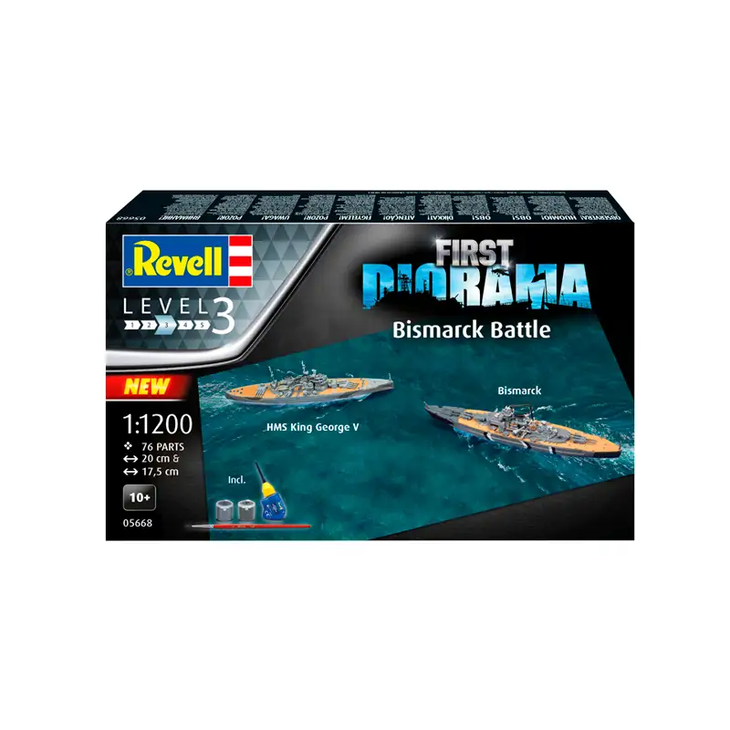 REVELL Model Kit 05668 First Diorama Bismarck Battle Escala 1/1200
