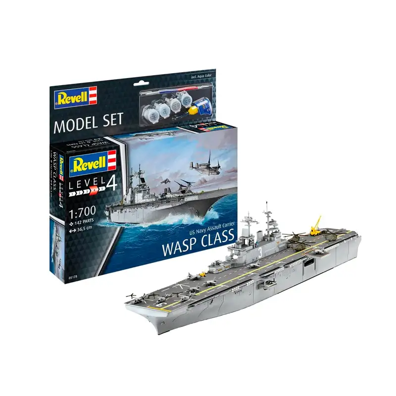 Revell Model Set65178 Barco Assault Carrier Uss Wasp Class Escala 1/700