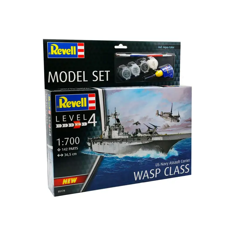 Revell Model Set65178 Barco Assault Carrier Uss Wasp Class Escala 1/700