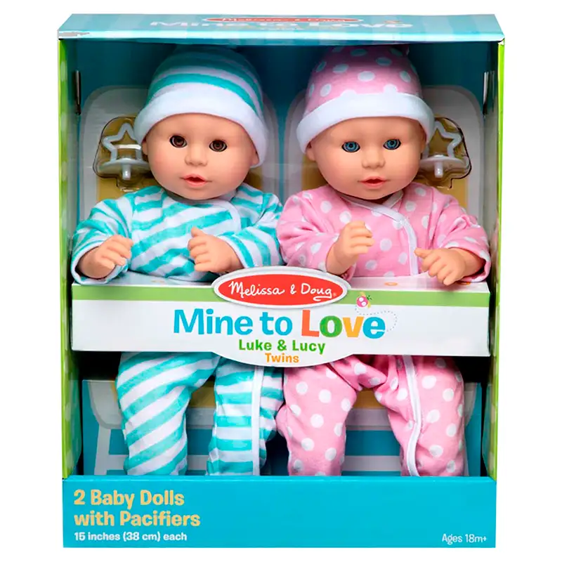 Melissa & Doug Pretender Y Jugar 41711 Mine To Love Gemelos Luke & Lucy Dolls