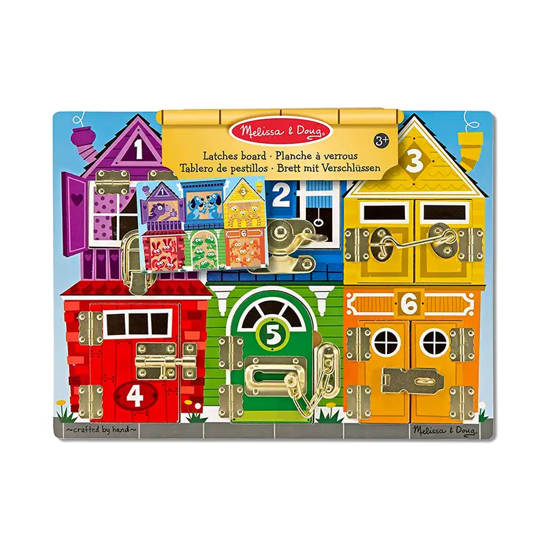 Melissa & Doug Pretender Y Jugar 13785 Tablero De Pestillos De Madera