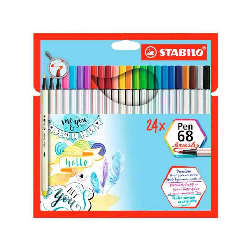 STABILO 568/24-211 Marcadores Pen 68 Brush Estuche 24 Colores