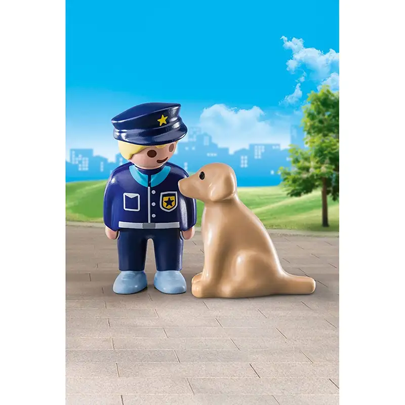 PLAYMOBIL 1.2.3. 70408 Oficial de Polic¡a con Perro Patrullero