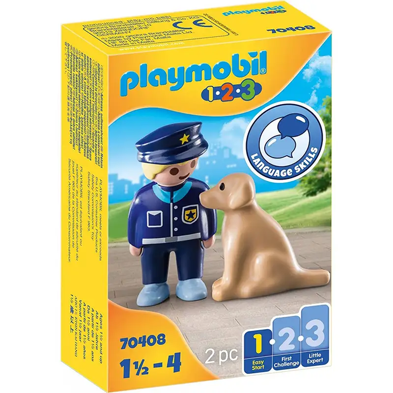 PLAYMOBIL 1.2.3. 70408 Oficial de Polic¡a con Perro Patrullero
