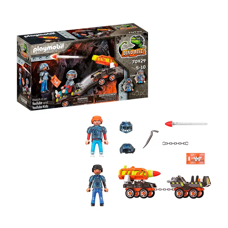 PLAYMOBIL Dino Rise 70929 Set Mine Carro de Cohetes