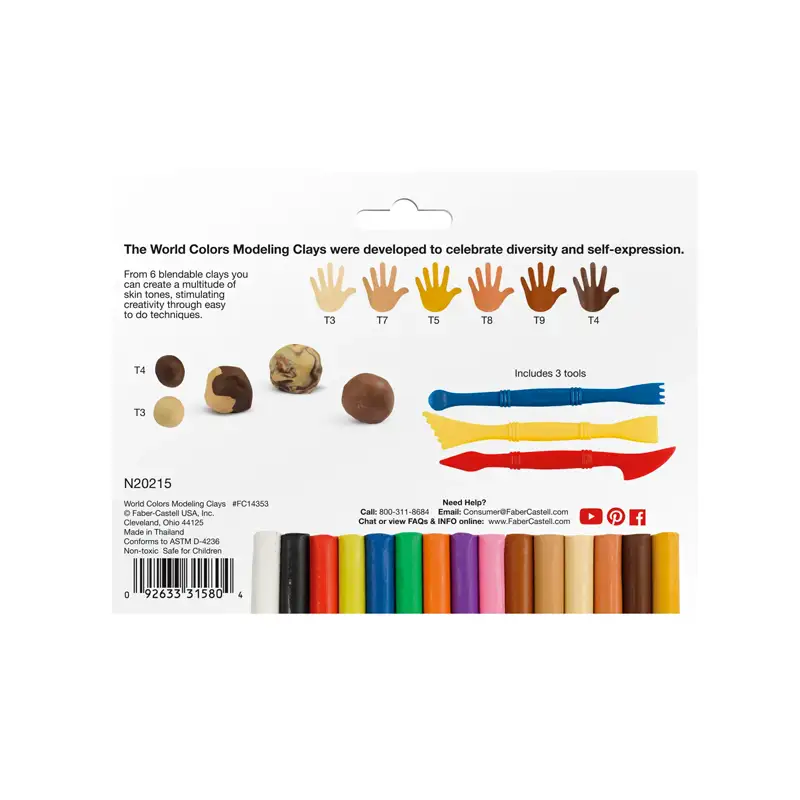 Faber Castell World Colors 14353 Paquete De 15 Barras De Plasticina