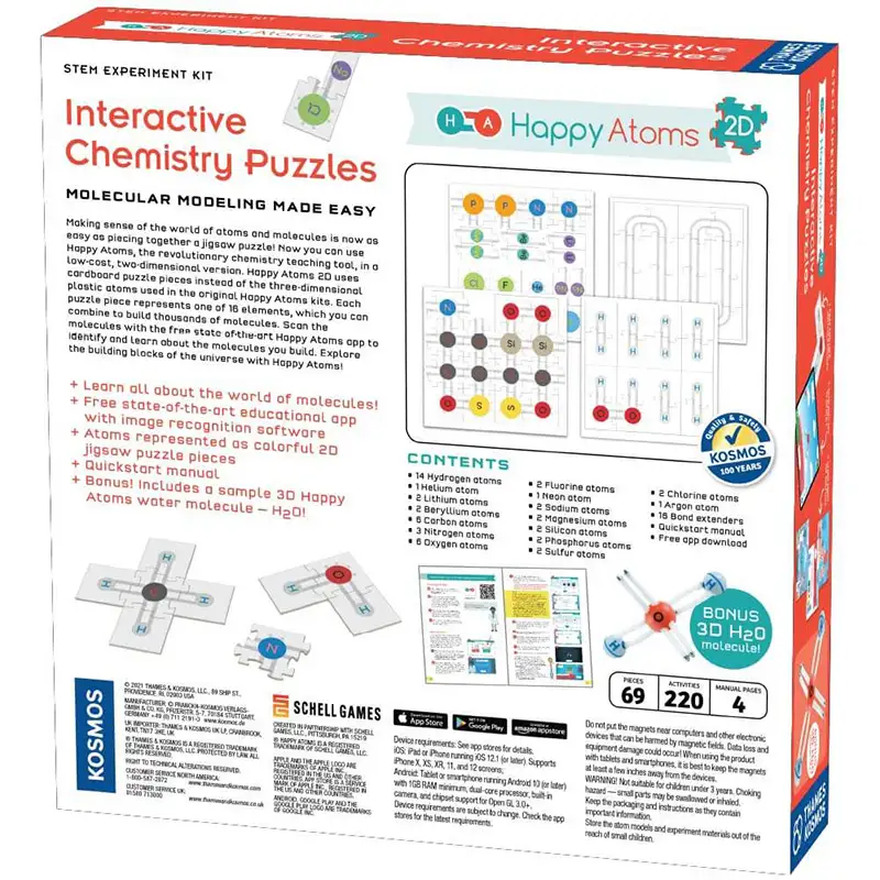 Thames & Kosmos Stem 585005 Happy Atoms 2D: Interactive Chemistry Puzzles