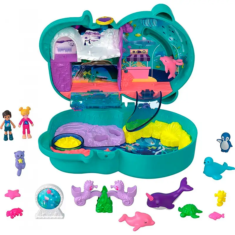 Mattel Polly Pocket Hcg16 Big Pocket World Juego De Agua Acuario Compacto