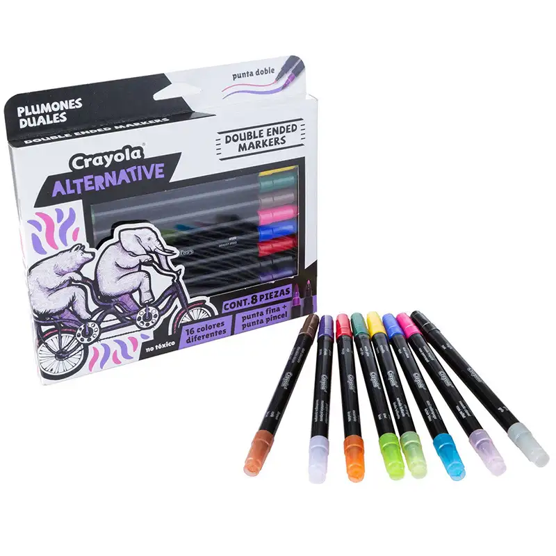 Crayola Marc. Alternative Dual Pto. Fino Y Pincel 8U Con 16 Cols.