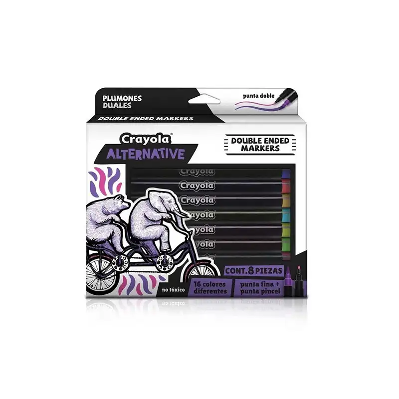 Crayola Marc. Alternative Dual Pto. Fino Y Pincel 8U Con 16 Cols.