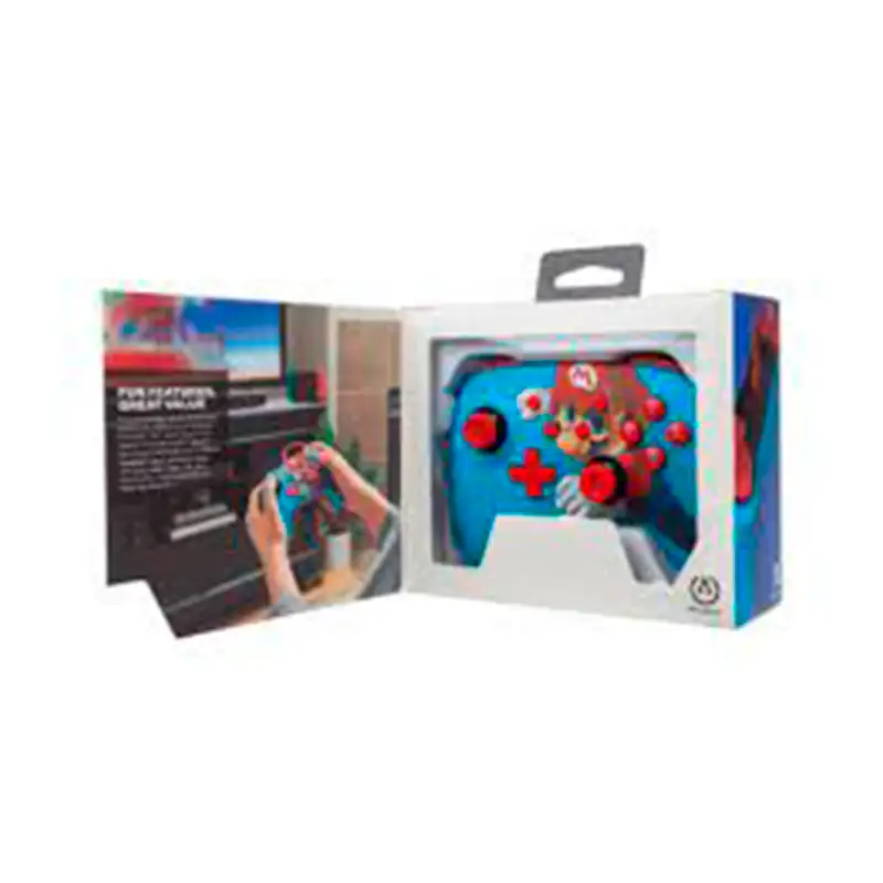Control Alambrico PowerA Nintendo Switch Dise¤o Mario Punch USB Desmontable Audio de 3.5mm Azul(Blu)