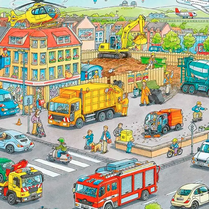 Ravensburger Rompecabezas Para Niños 105588 Vehiculos En La Ciudad 100 Piezas