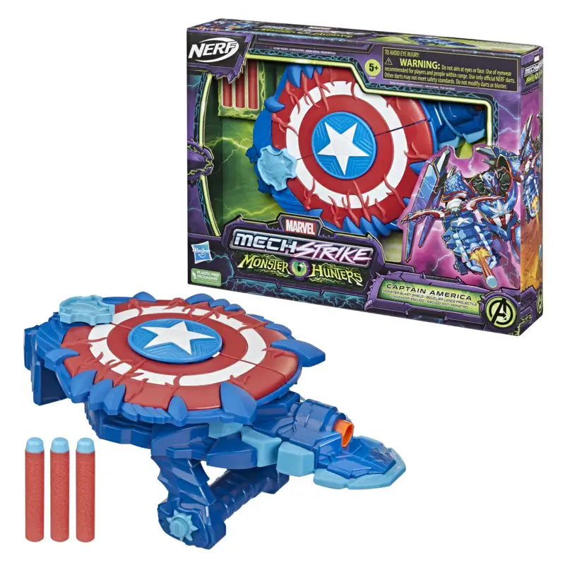 HASBRO Marvel F4377AS00 Mech Strike Monster Hunters Escudo Capitan America